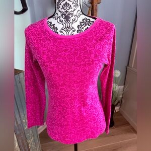 Hanes Fuchsia Patterned Long Sleeve Tee